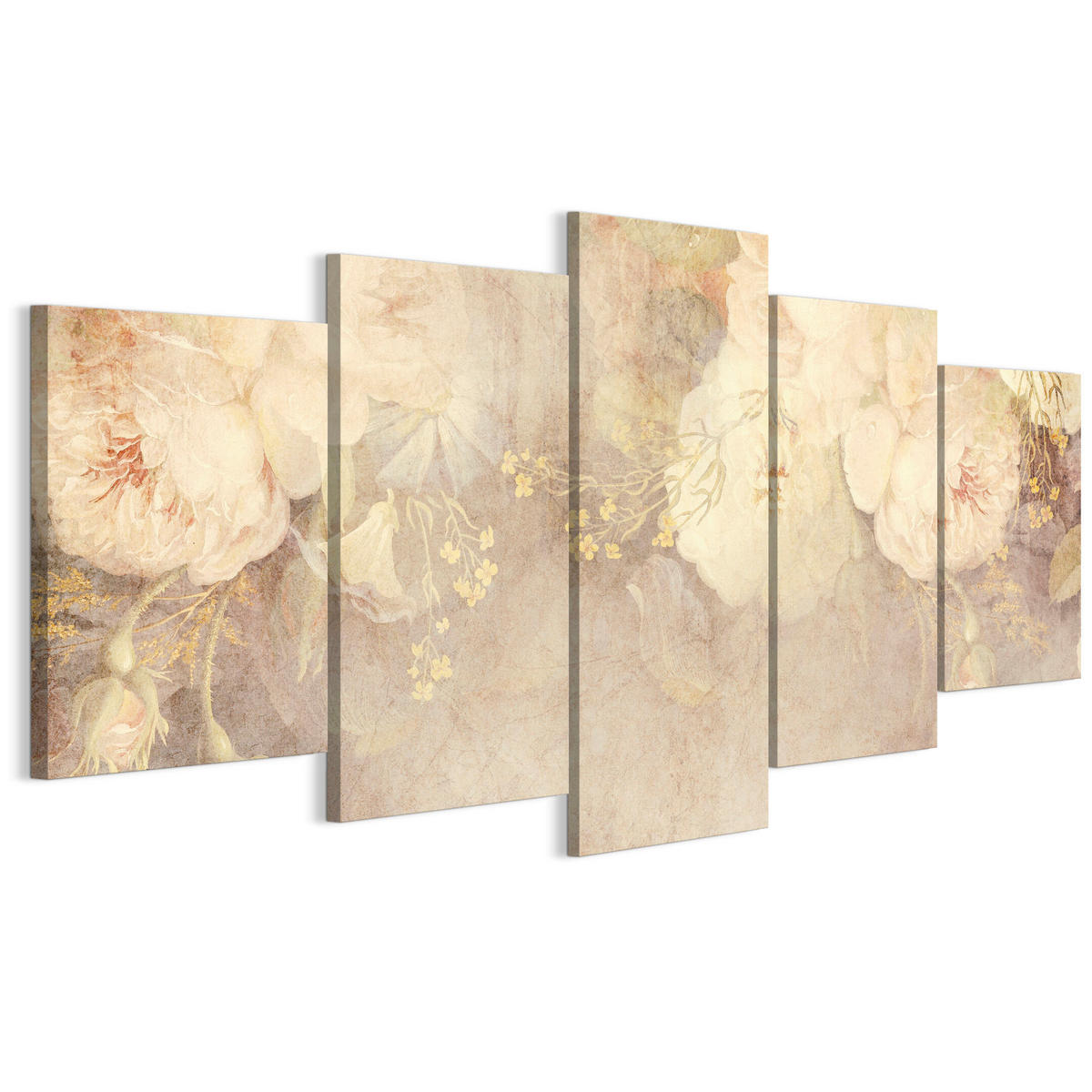 LEINWANDBILD Magnolie 5-tlg. 150x75 cm - Multicolor, Holz (150/75cm) - LUMASOUL