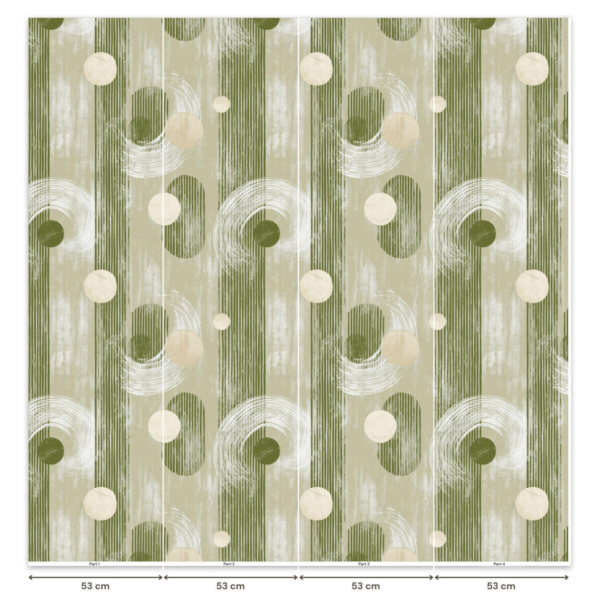 TAPETE - Künstlerisch - Modern - Grün - 200x200 cm - Olivgrün, Papier (200/200cm) - OnlyWow