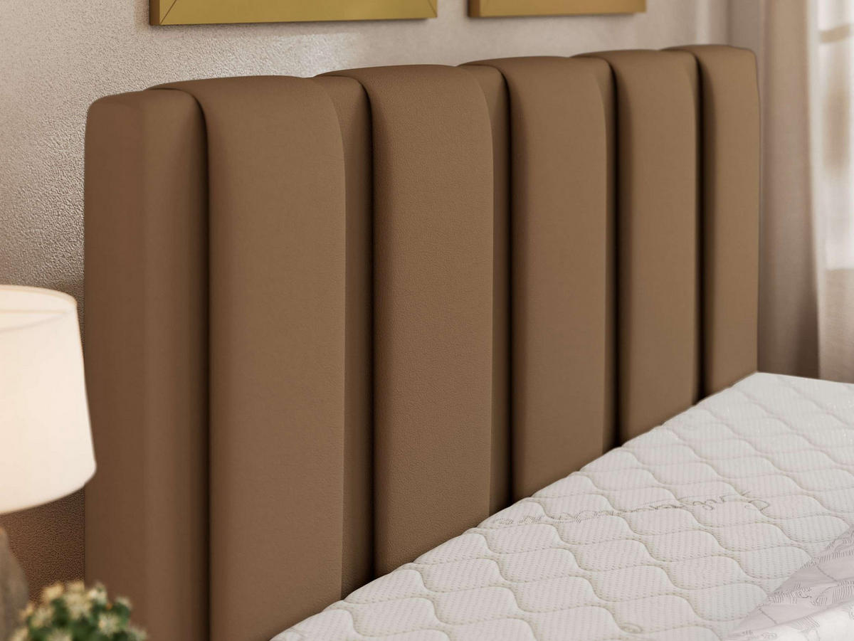 ČALOUNĚNÁ POSTEL SAVINO CLASSIC 140/200 - Hnědá Ekokůže - s multipocketovou matrací - černá/hnědá, textil/plast (140/200cm) - MKS