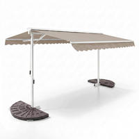 DOPPELSCHRÄGMARKISE 3x4m mit 4 Gewichtsplatten, taupe - Taupe, Metall (300/250/400cm) - Oviala
