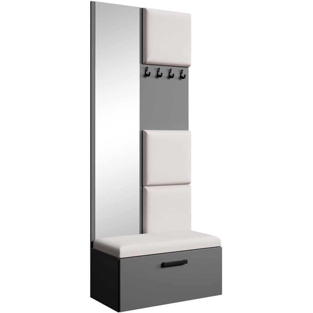 GARDEROBE Margaret III 81/203/43 mit gepolsterten Paneelen - Beige/Schwarz, Holzwerkstoff/Kunststoff (81/203/43cm) - Beautysofa