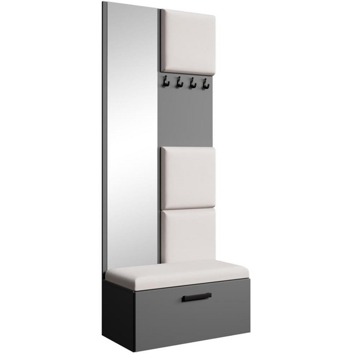 GARDEROBE Margaret III 81/203/43 mit gepolsterten Paneelen - Beige/Schwarz, Holzwerkstoff/Kunststoff (81/203/43cm) - Beautysofa