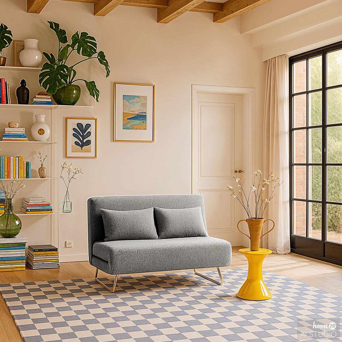 SCHLAFSOFA - Chromfarben/Grau, Textil/Metall (130/85/87cm) - home24