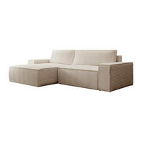 ECKSOFA mit Schlaffunktion - Ecke links - grob gerippter Cord - Beige - AMELIA - Beige, Textil (167/267cm) - Vente-Unique