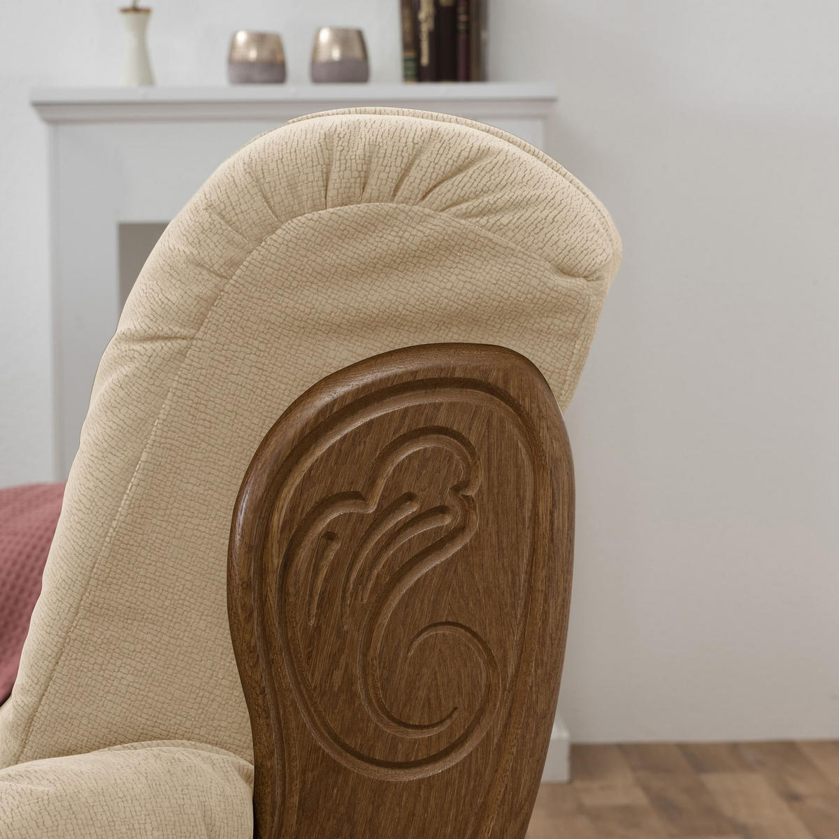 HOCKER Katlin Bezug Flockstoff Eiche rustikal P43 / sand - Sandfarben, Leder (53/45/53cm) - 58aufmkessel