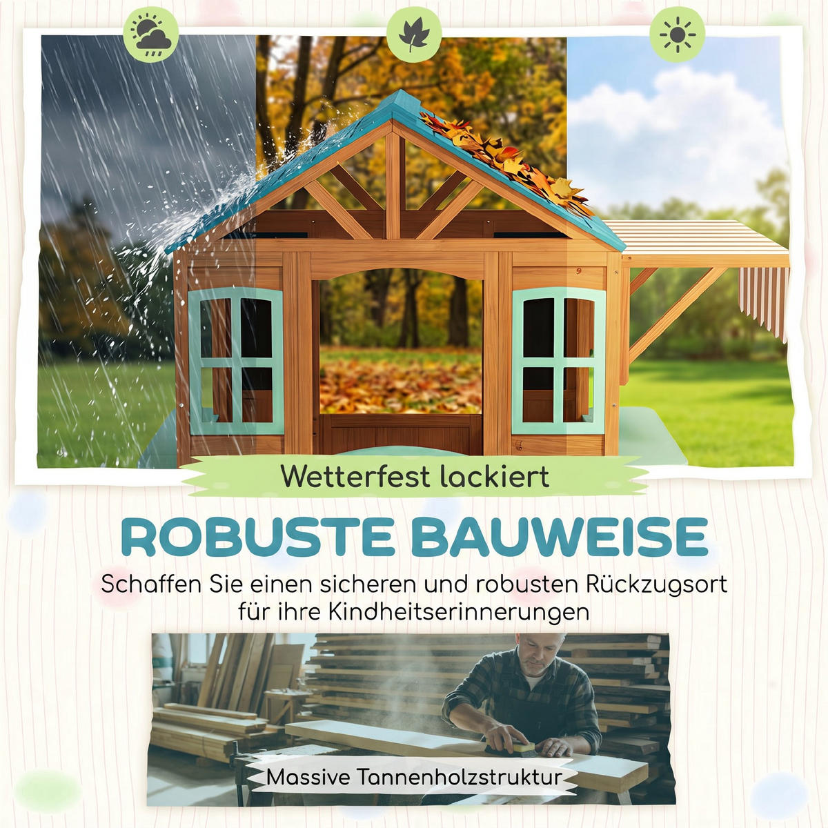 SPIELHAUS Tannenholz Mehrfarbig - Multicolor, Holz (120/141.5/142cm) - AIYAPLAY