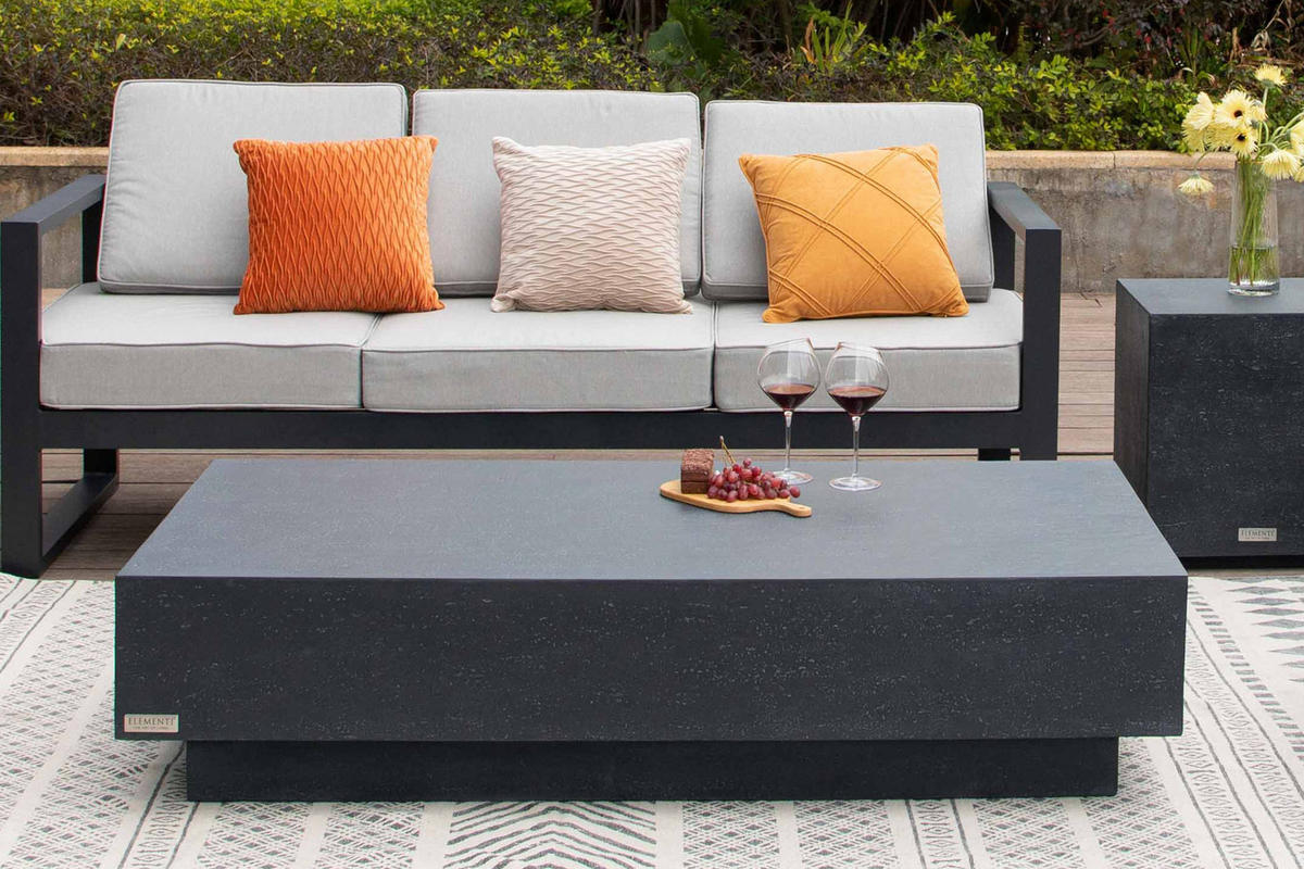 COUCHTISCH TEVERE aus GF-Beton Rechteck, Wetterbeständig, 153x77x36 cm - Dunkelgrau, Naturmaterialien (153/77/36cm) - Elementi