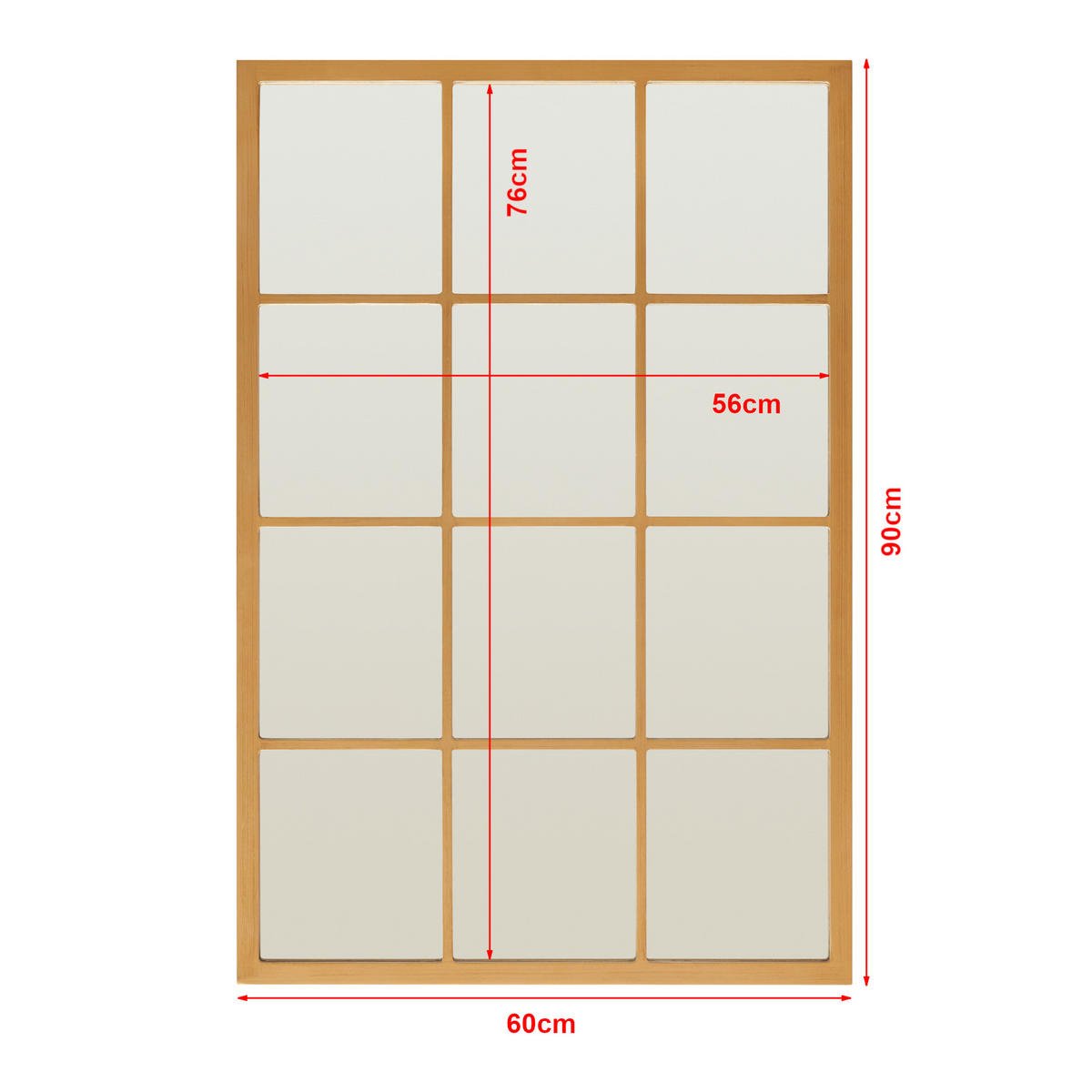 WANDSPIEGEL Cupello - Goldfarben, Glas/Holzwerkstoff (60/90/1.8cm) - [en.casa]