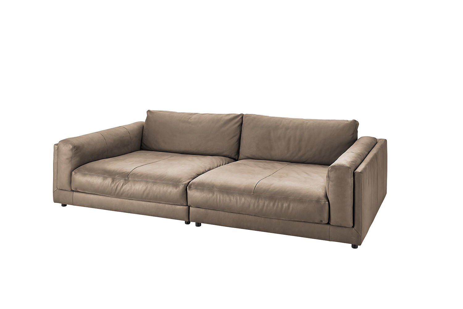 BIG SOFA RAINA Taupe Leder - Taupe/Schwarz, Leder/Kunststoff (294/85/150cm) - KAWOLA