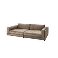 BIG SOFA RAINA Taupe Leder - Taupe/Schwarz, Leder/Kunststoff (294/85/150cm) - KAWOLA