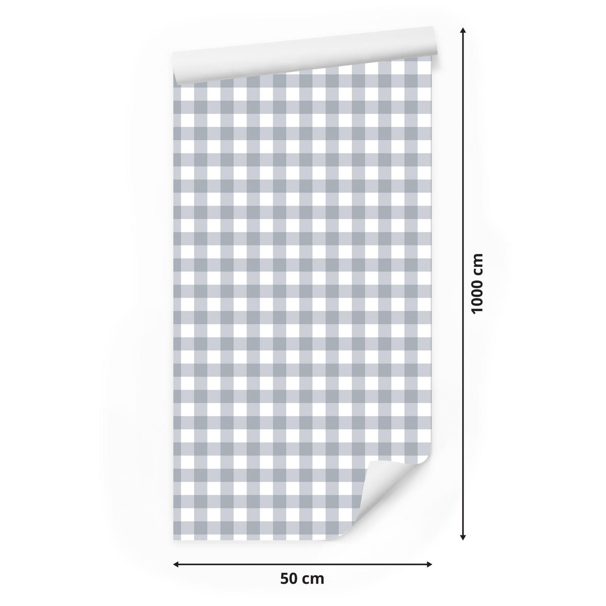 VLIESTAPETE Minimalistisches Karomuster – Grau, Weiß – 50x1000 cm - Weiß/Grau, Papier (50/1000cm) - Muralo