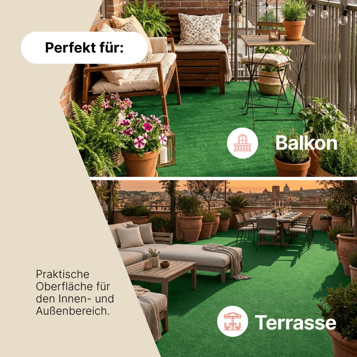 RASENTEPPICH PEMBA Grün 400/440 cm - Grün, Textil (400/440cm) - Tapiso