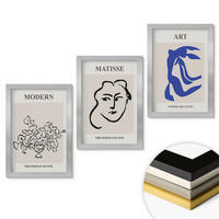 WANDBILDER 3er Set - 20x30 cm Silberner Rahmen - Abstrakte minimalistische Poster - Silberfarben, Kunststoff (20/30cm) - ArtPrintCave