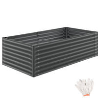 HOCHBEET Blomma, mit offenem Boden und abgerundeten Kanten, anthrazit - Anthrazit, Metall (100/62/200cm) - tectake