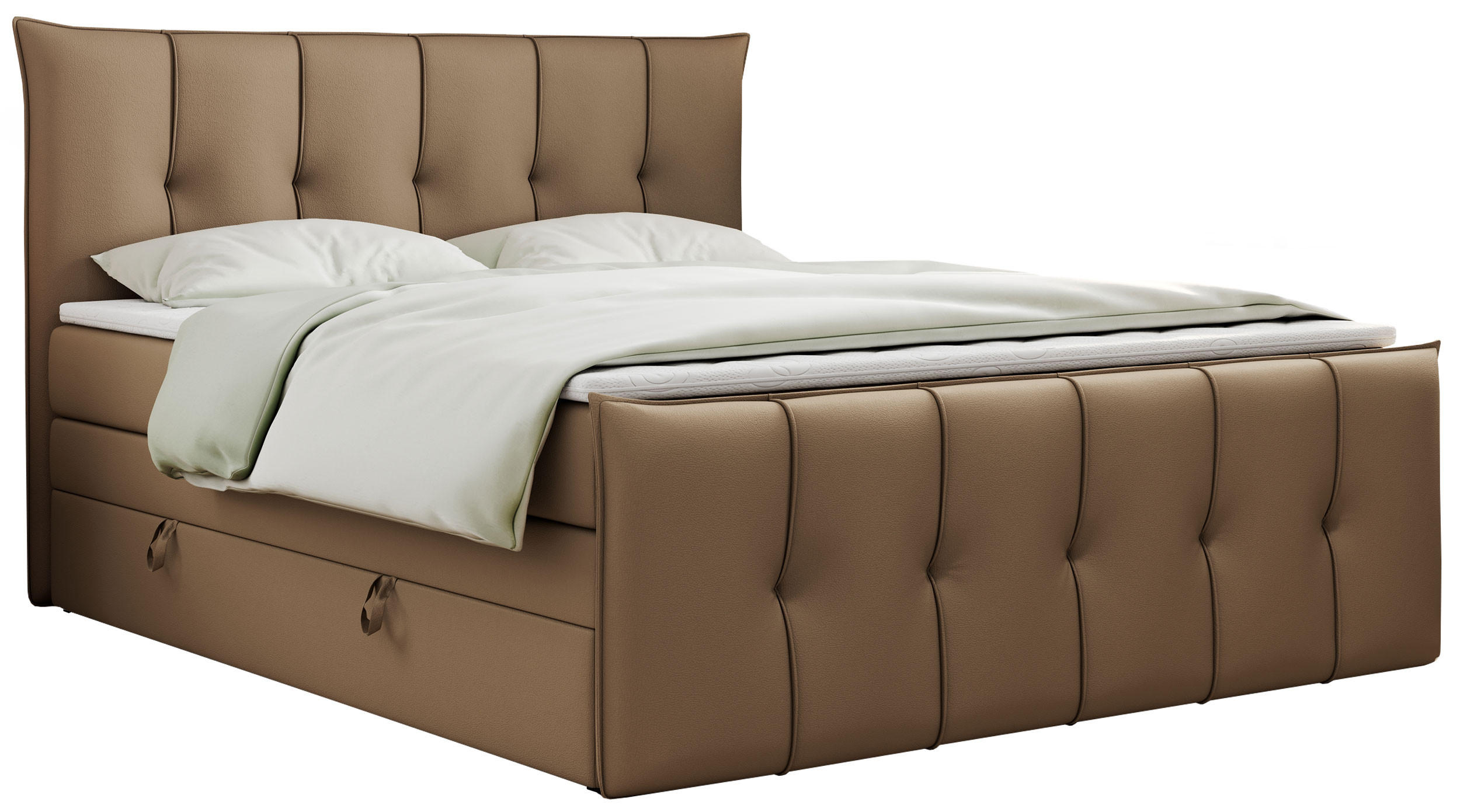 BOXSPRINGBETT PREMIUM 11 KING 120/200 Braun Kunstleder - H4 - Braun, Holz/Textil (120/200cm) - MKS
