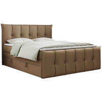BOXSPRINGBETT PREMIUM 11 KING 120/200 Braun Kunstleder - H4 - Braun, Holz/Textil (120/200cm) - MKS
