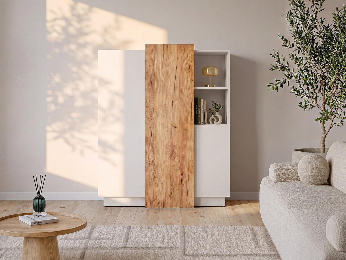 SIDEBOARD - 110 cm x 45.4 cm - Holz, Platte - Weiß - FRANCOLI - Weiß, Holz (110/133.5/45.4cm) - Vente-Unique