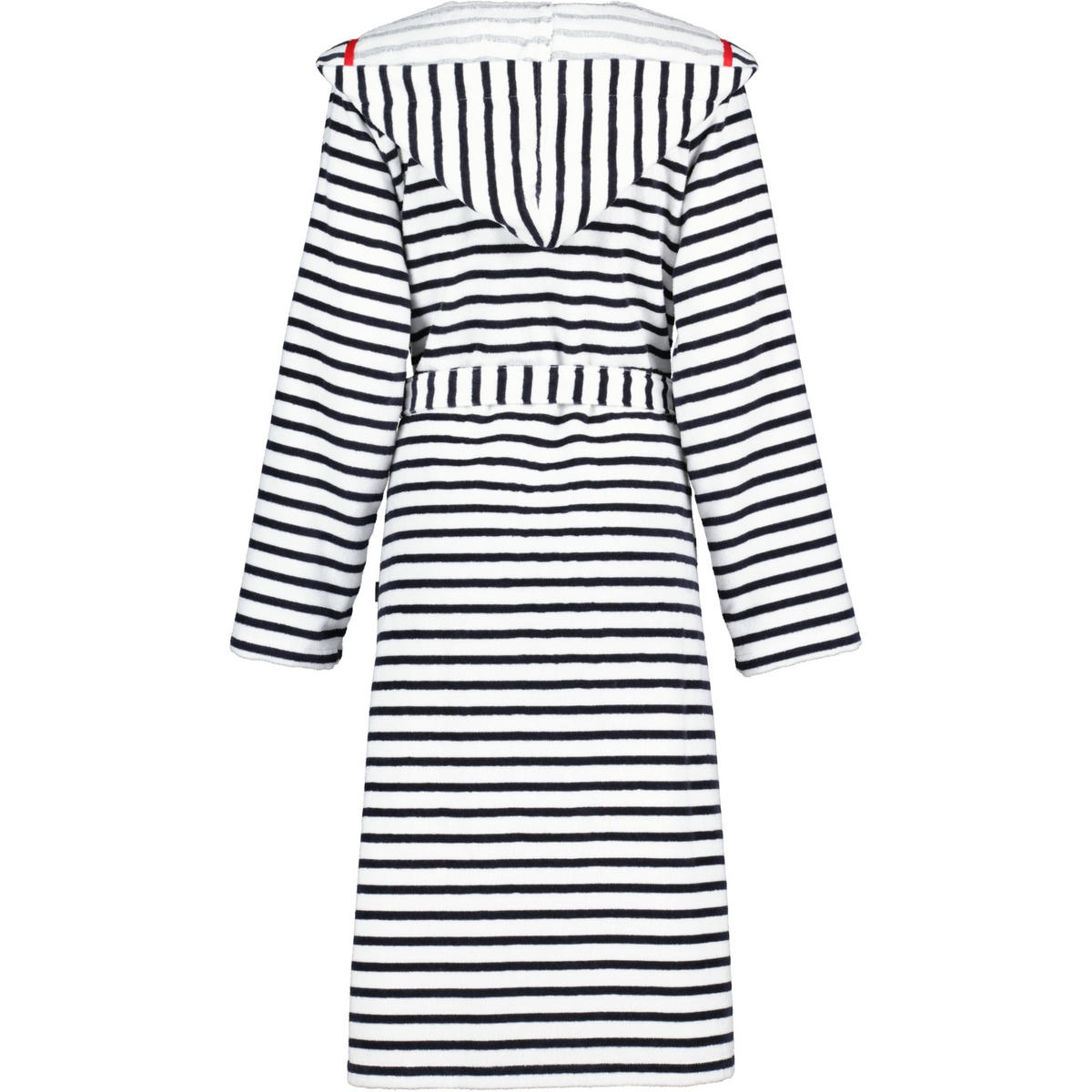 BADEMANTEL DAMEN KAPUZE STREIFEN 1243 SCHWARZ-WEISS - 96 - Weiß, Textil (Snull) - Cawoe