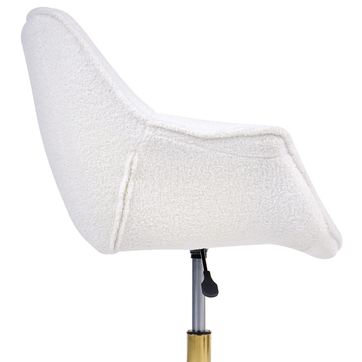 SCHREIBTISCHSTUHL Bouclé Weiß Ardelle - Weiß, Textil (68/82/60cm) - Beliani