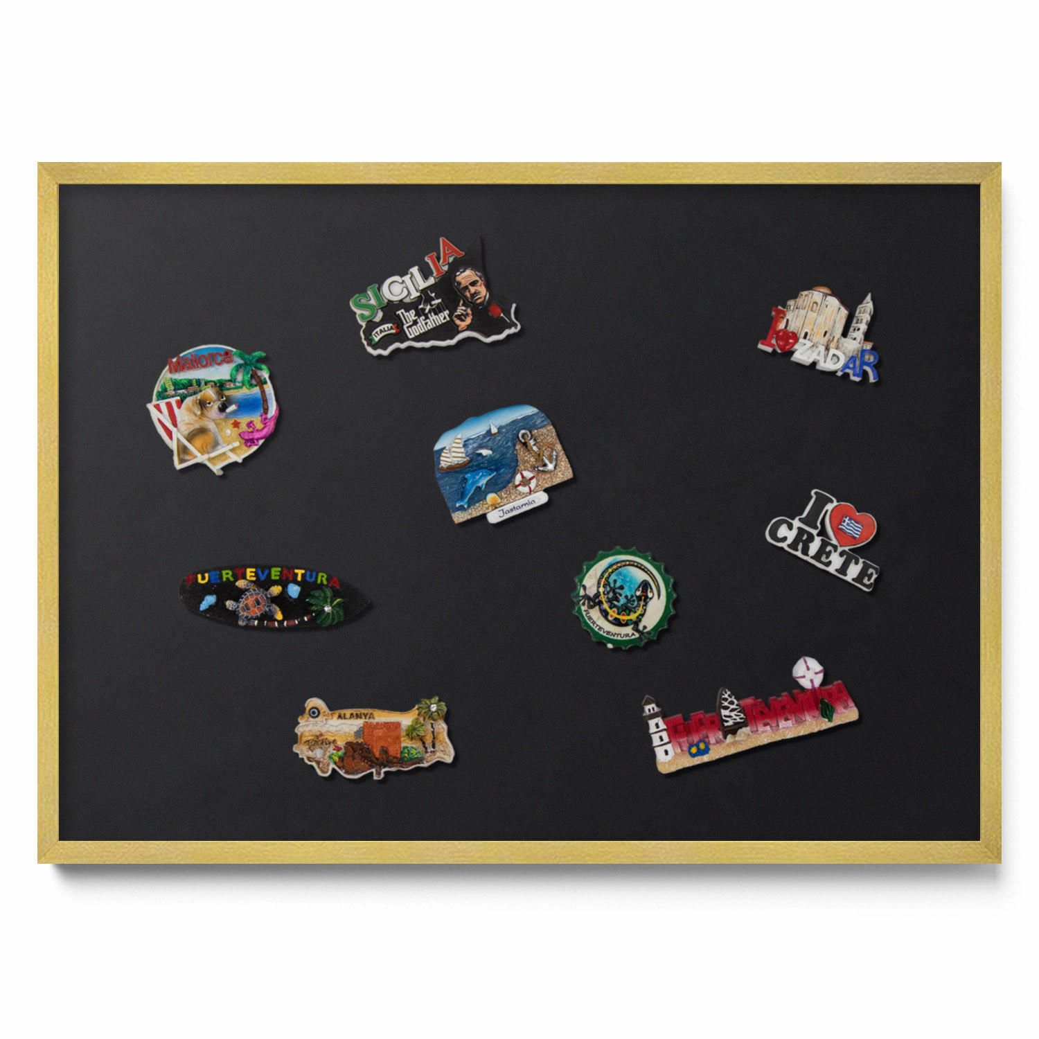 MAGNETTAFEL 70x50 cm Goldener Rahmen Farbe Schwarz - Rostfarben, Metall (70/50/0.4cm) - TULUP