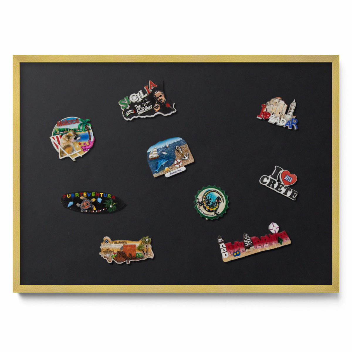 MAGNETTAFEL 70x50 cm Goldener Rahmen Farbe Schwarz - Rostfarben, Metall (70/50/0.4cm) - TULUP
