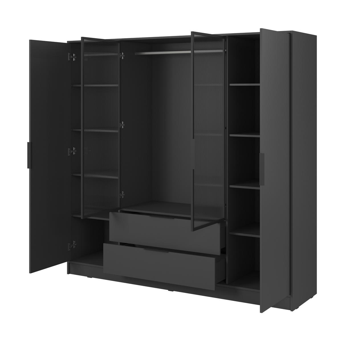 DREHTÜRENSCHRANK CATERINA 206/200/51 cm 4-türig Graphitfarben - Graphitfarben, Holzwerkstoff (206/200/51cm) - MASSENO