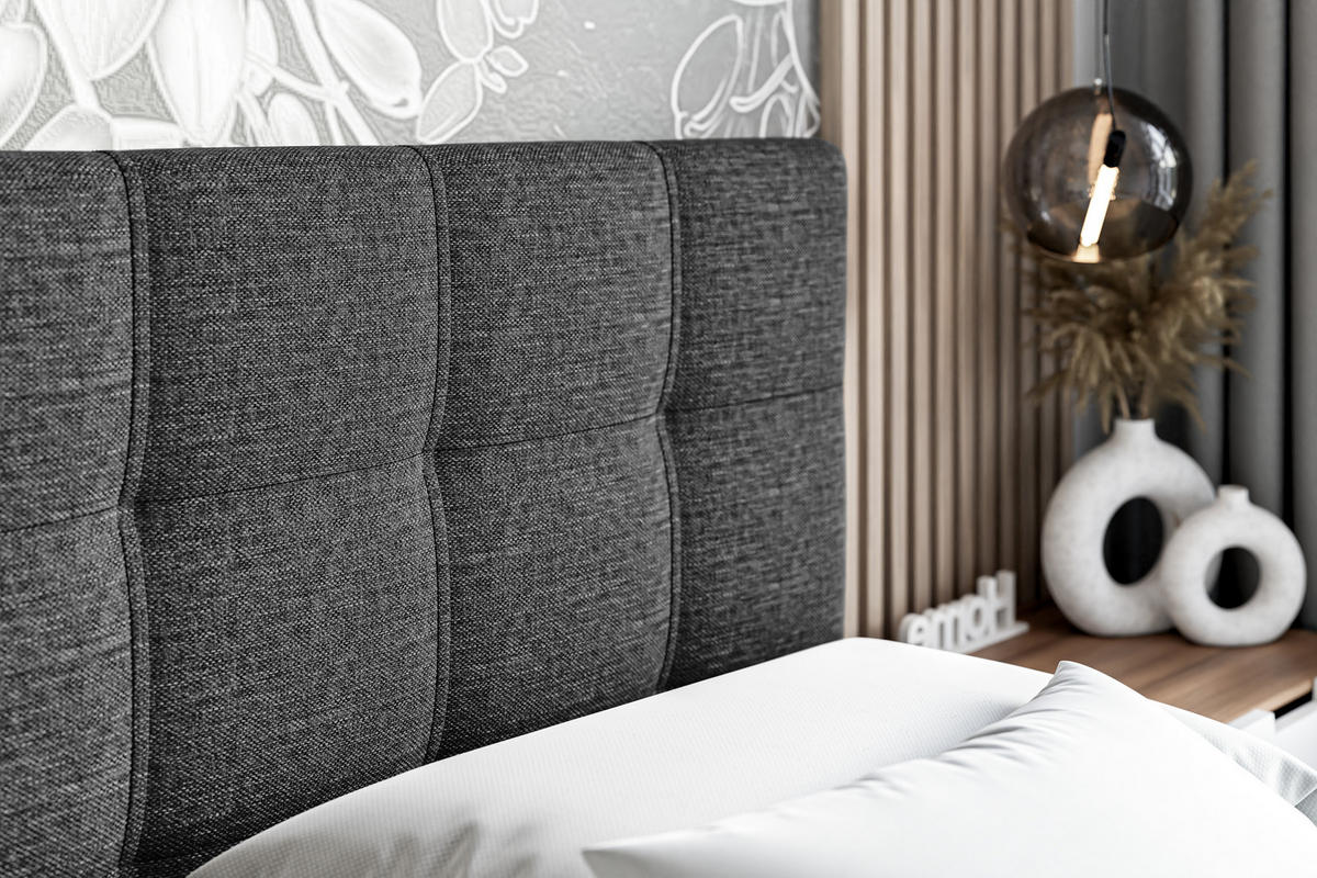 BOXBETT mit Matratze H3 und Lattenrost - MARCE - 140x200 Dunkelgrau - Dunkelgrau, Holzwerkstoff (140/200cm) - ALTDECOR