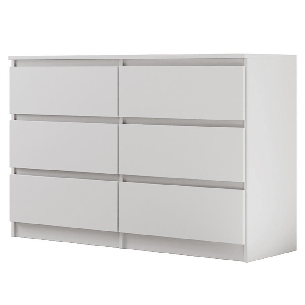 KOMMODE Lemon mit 6 Schubladen, 120 cm, Weiß matt - Weiß, Holzwerkstoff (120/78/39cm) - Beautysofa