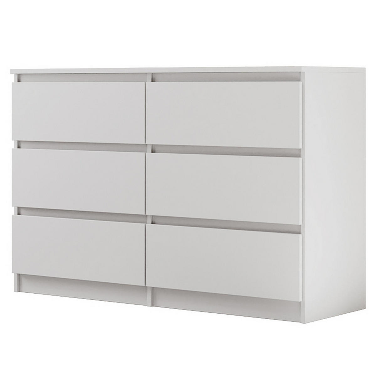 KOMMODE Lemon mit 6 Schubladen, 120 cm, Weiß matt - Weiß, Holzwerkstoff (120/78/39cm) - Beautysofa