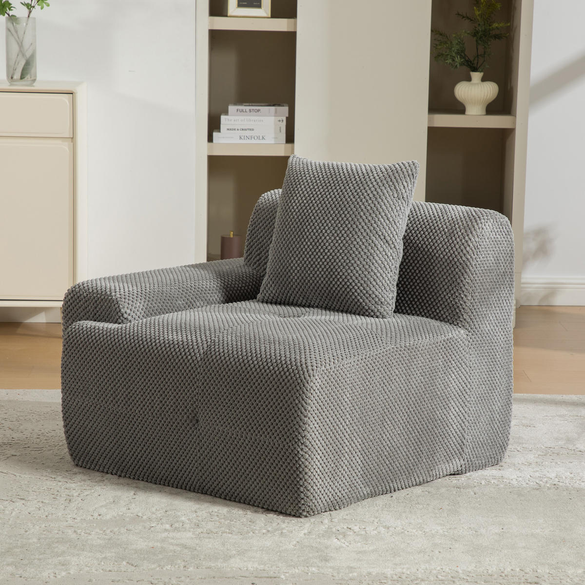 SOFA Chenille Grau mit Kissen - Grau, Textil (77/75/157cm) - WISHDOR