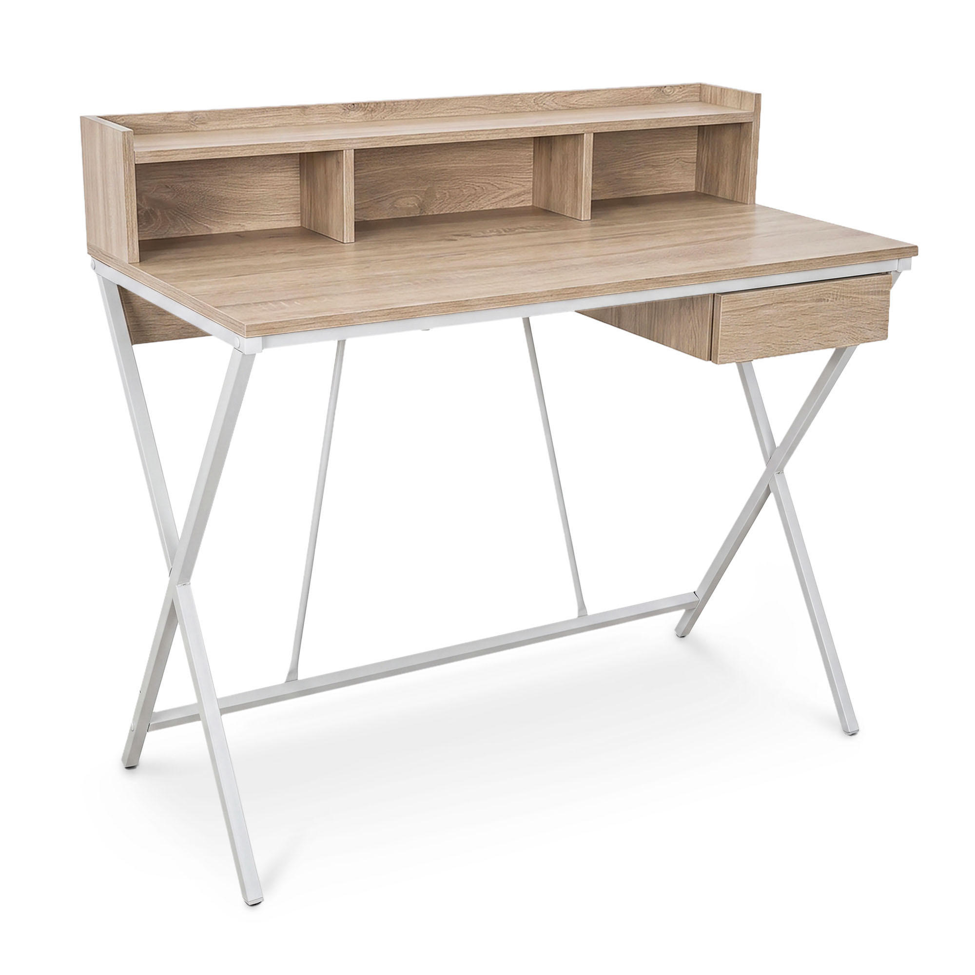 SCHREIBTISCH FLEXO 100 cm Eiche Sonoma - Weiß/Sonoma Eiche, Holzwerkstoff (50/100/89.5cm) - Akord