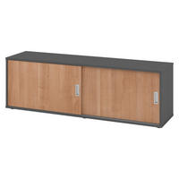 LOWBOARD mit Schiebetür 40/160/52 cm in Graphitfarben/Nussbaumfarben - Nussbaumfarben/Graphitfarben, Holzwerkstoff (160/52/40cm) - bümö