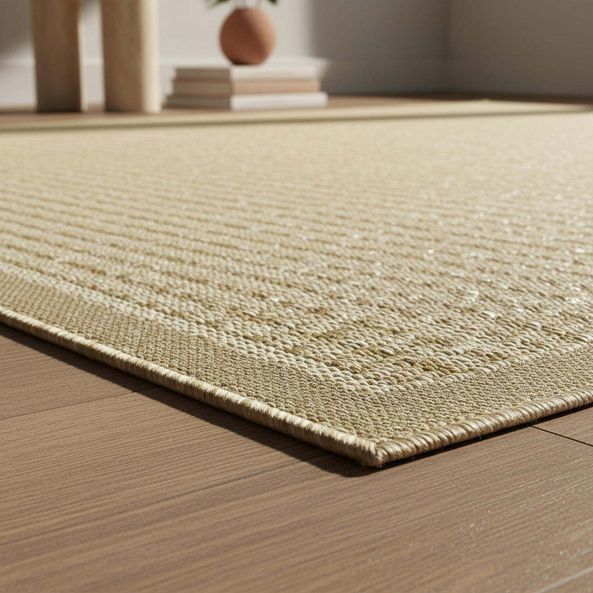 TEPPICH Outdoor Flachgewebe Uni-Farbe Polypropylen Balkon Beige Läufer 60x100 - Beige, Textil (60/100cm) - KADIMA DESIGN