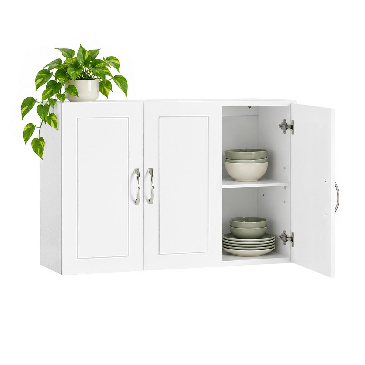 HÄNGESCHRANK Weiß, 90 x 60 x 30 cm, mit verstellbarem Regalboden, für Bad, Küche und Flur - Weiß, Holzwerkstoff (90/60/30cm) - SoBuy