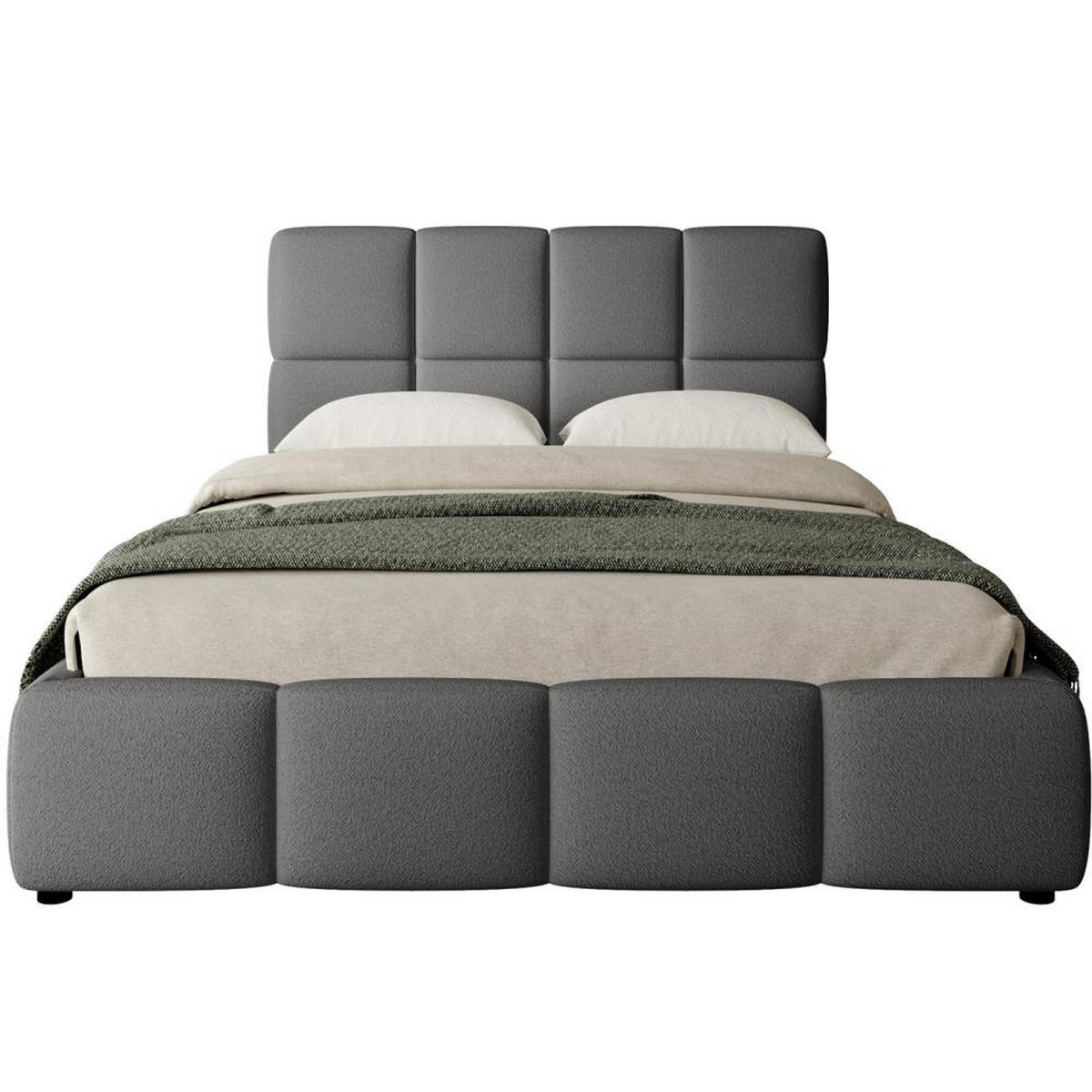 POLSTERBETT Nostro mit Bettkasten 180x200 cm dunkelgrau - Dunkelgrau/Schwarz, Textil (180/200cm) - Beautysofa