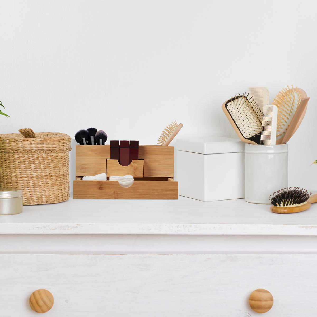 SCHREIBTISCH-ORGANIZER - Hellbraun, Holz/Holzwerkstoff (24/12/14.5cm) - Relaxdays