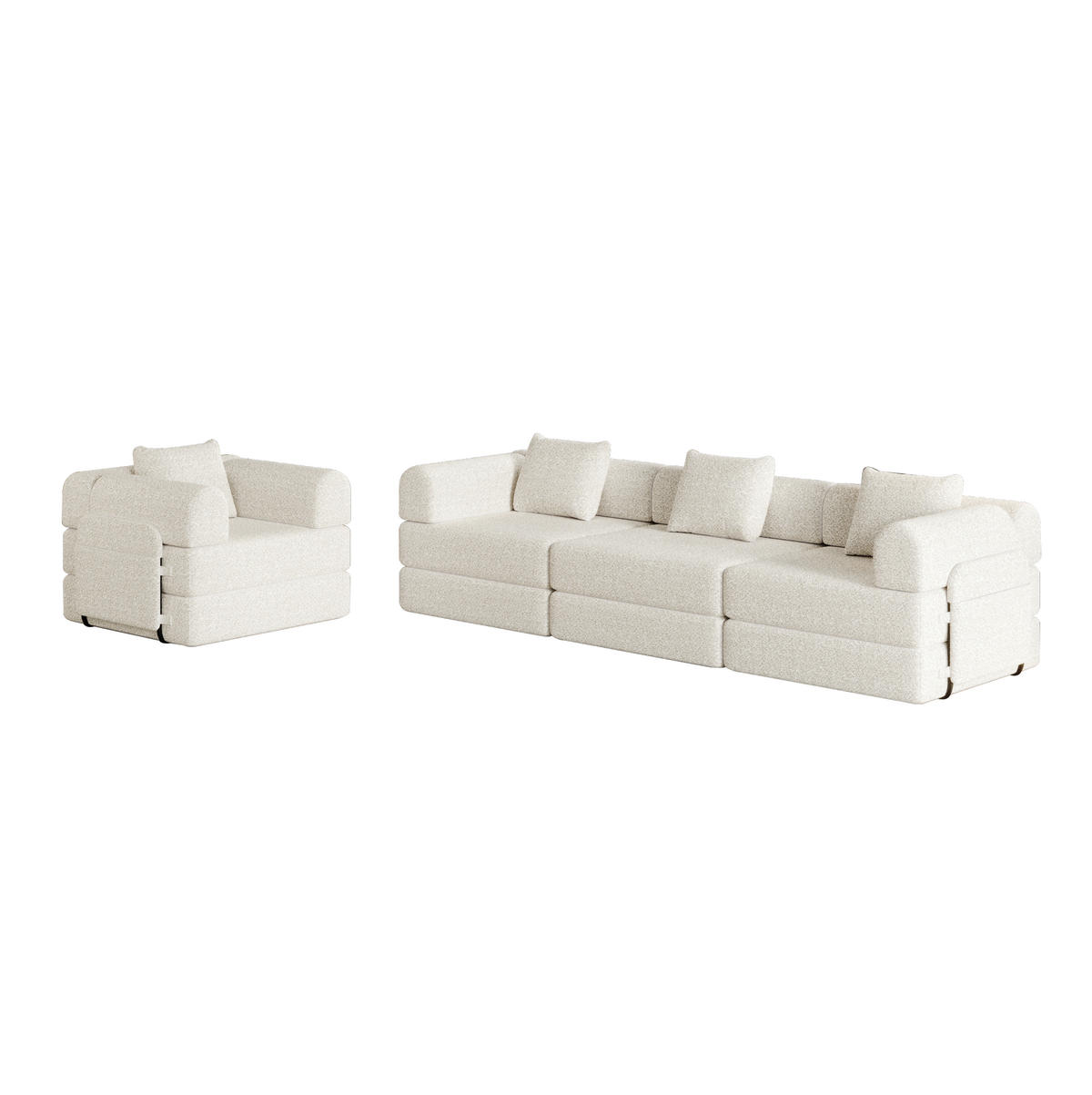 SCHLAFSOFA aus Chenille Beige 2-in-1 mit Armlehnen-Ablagefach und Stahlrahmen - Beige, Textil (184/50/182cm) - Modfu