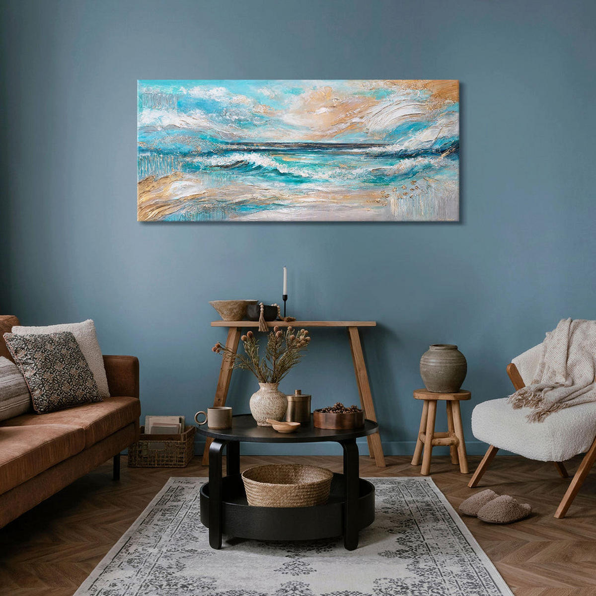 GEMÄLDE Sonnenglanz auf Keilrahmen 115x50 cm - Multicolor, Holz (115/50cm) - YS-art gallery