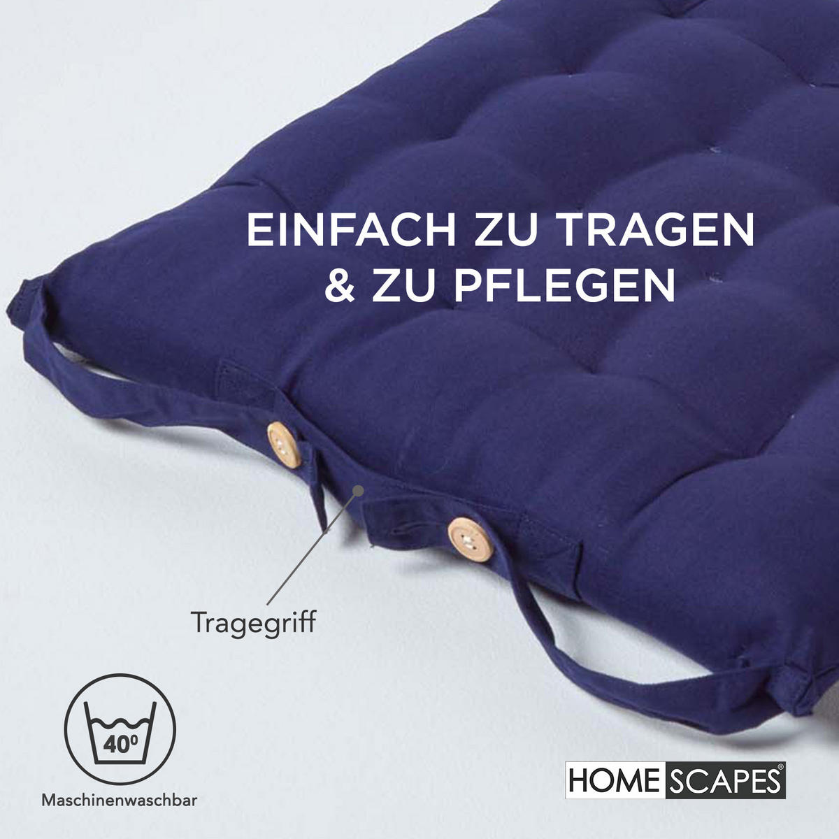 STUHLKISSEN 4er-Set dunkelblau 40/40/6,5 cm - Dunkelblau, Textil (40/40/6.5cm) - Homescapes