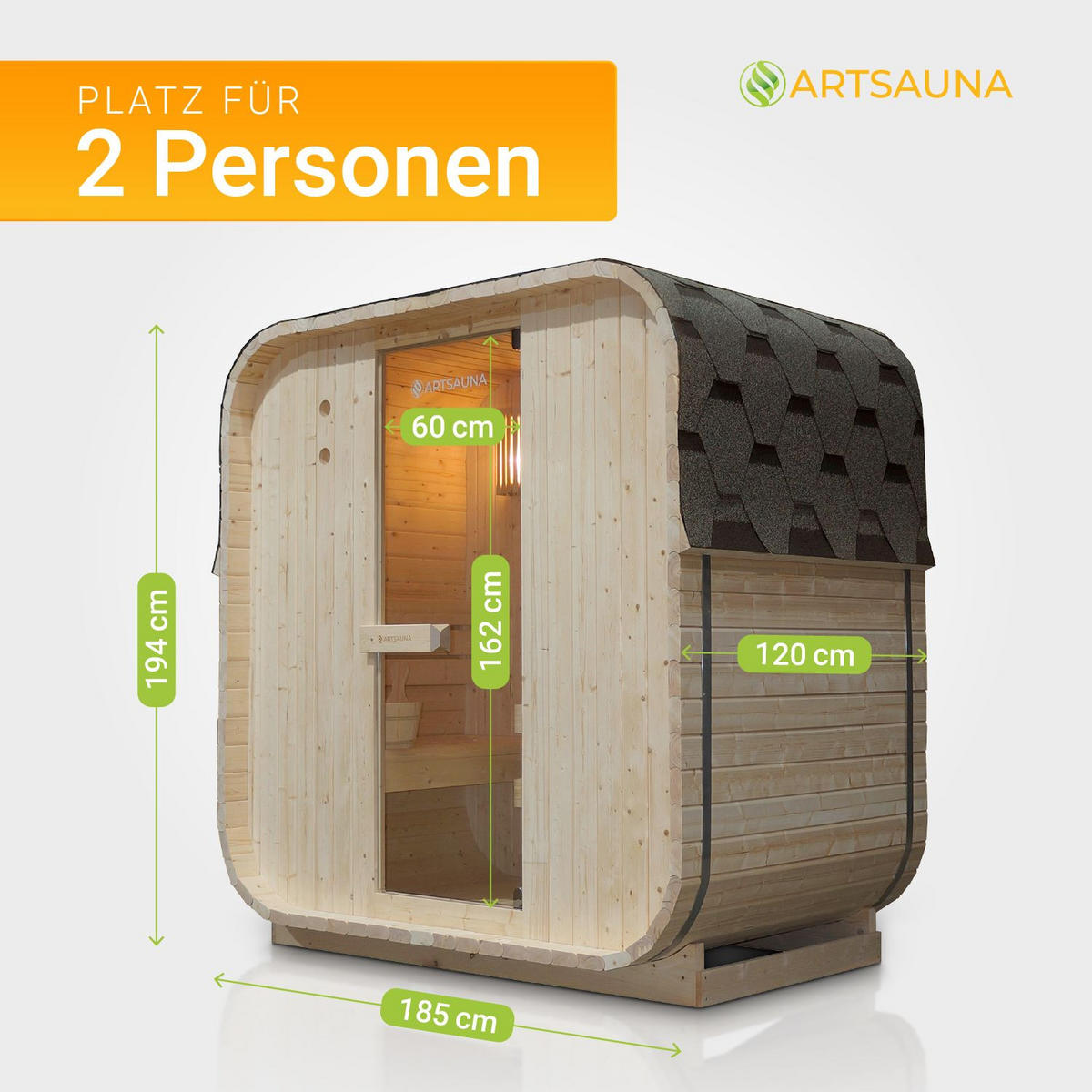 FASSSAUNA Nolvik M inkl. Zubehör-Set - Naturfarben, Holz (185/194/120cm) - Artsauna