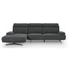 ECKSOFA Webstoff Grau - Schwarz/Grau, Textil/Metall (304/176cm) - Furnhouse
