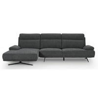 ECKSOFA Webstoff Grau - Schwarz/Grau, Textil/Metall (304/176cm) - Furnhouse