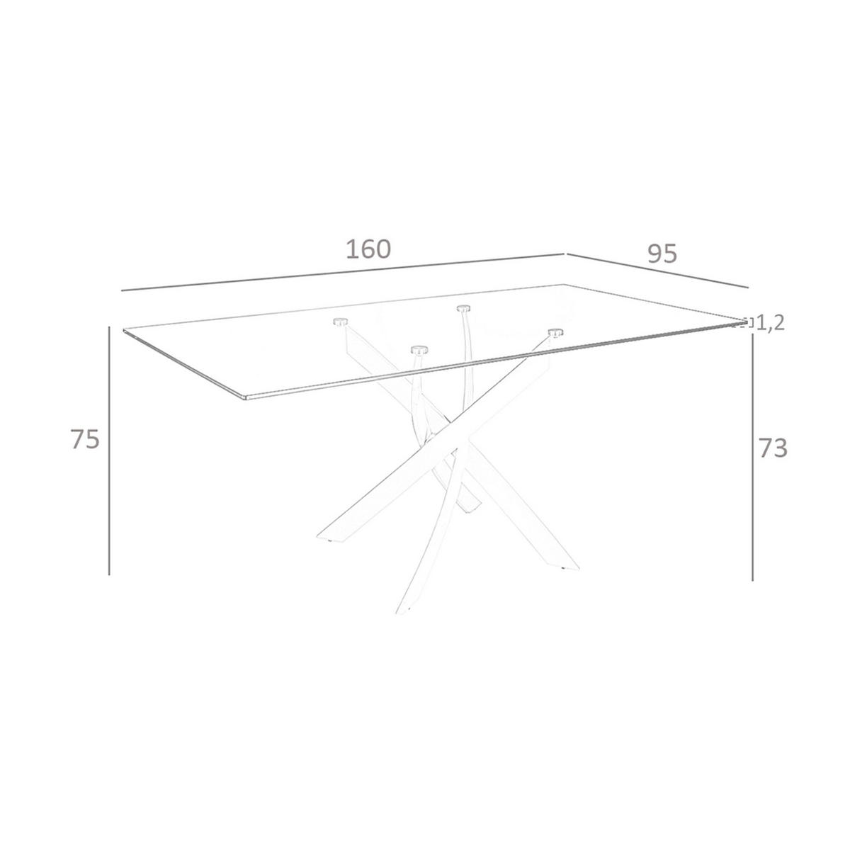 ESSTISCH Esstisch Rechteckig gehärtetes Glas aus verchromter Stahl 160/95/75 cm - Edelstahlfarben/Transparent, Metall (95/160/75cm) - ANGEL CERDA
