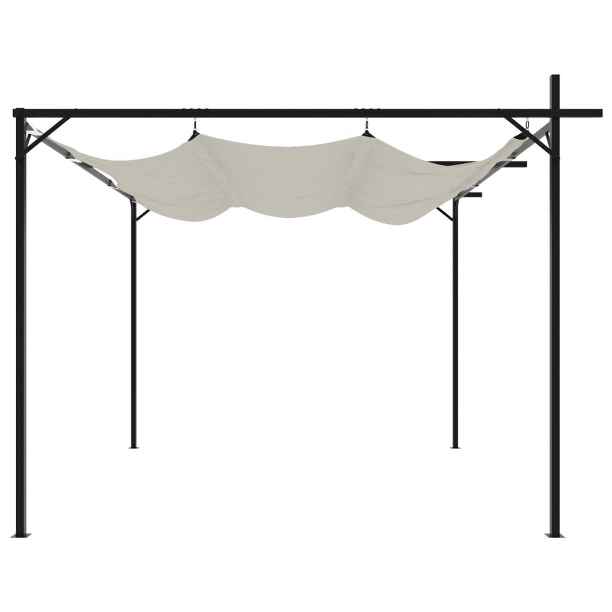 TERRASSENÜBERDACHUNG mit Schiebedach OLIMP | Creme 295x292x230cm | Pergola Garten Pavillon - Creme, Metall (295/230/292cm) - DELUKE