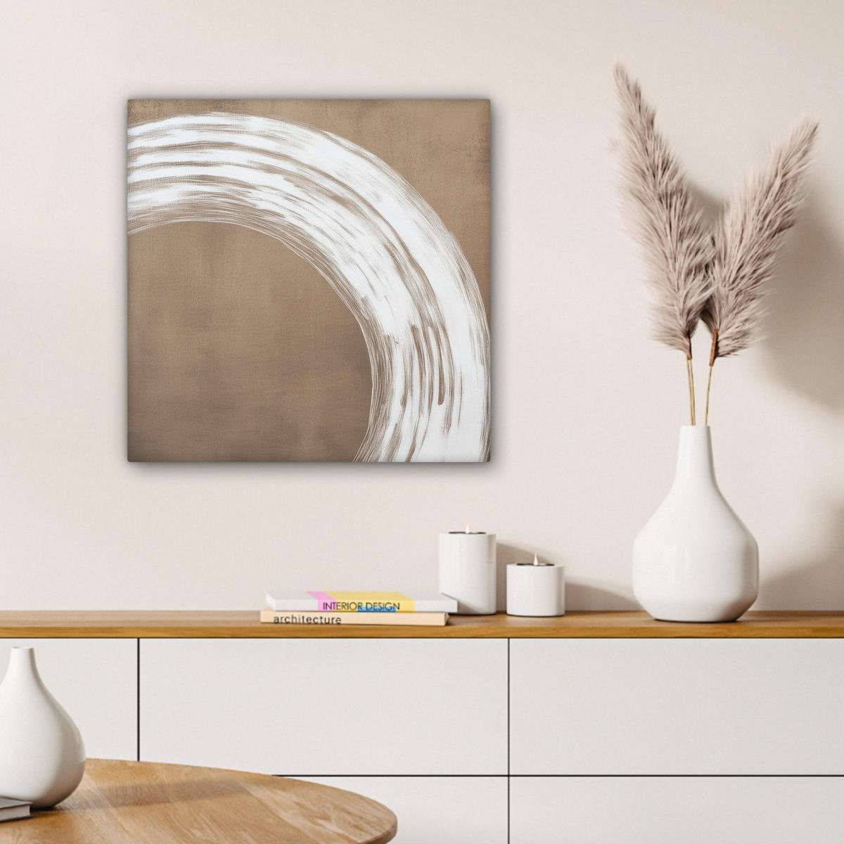 LEINWANDBILD Farbe - Braun - Japandi Wandbild Wohnzimmer 50x50 cm - Kupferfarben, Textil (50/50cm) - MuchoWow