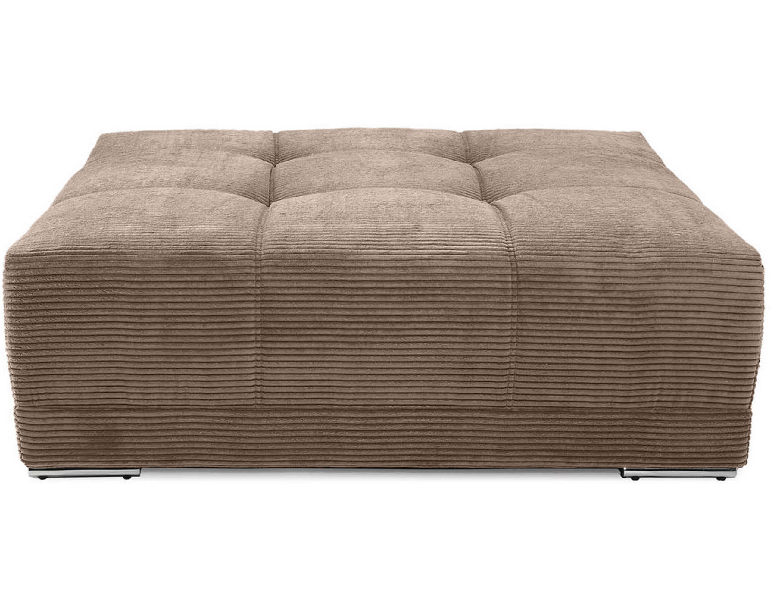 XXL-HOCKER Federkern B120/T120/H39 cm (passend zum BIG-SOFA) Cord Braun Taupe / 15178 - Taupe/Chromfarben, Textil/Metall (120/39/120cm) - luma-home