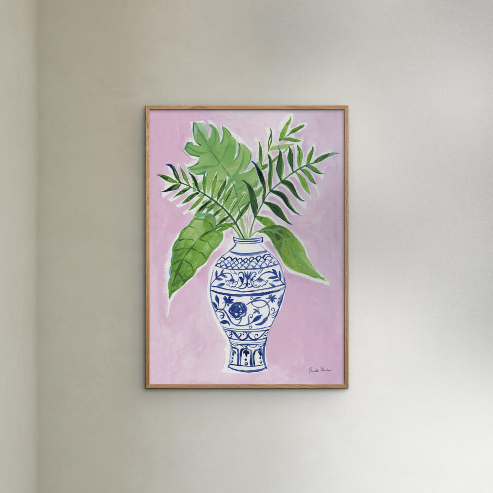 POSTER mit Rahmen Wild Apple - Elegant Chinoiserie I - Eichefarben/Grün, Holz/Papier (70/100cm) - Poster&Frame