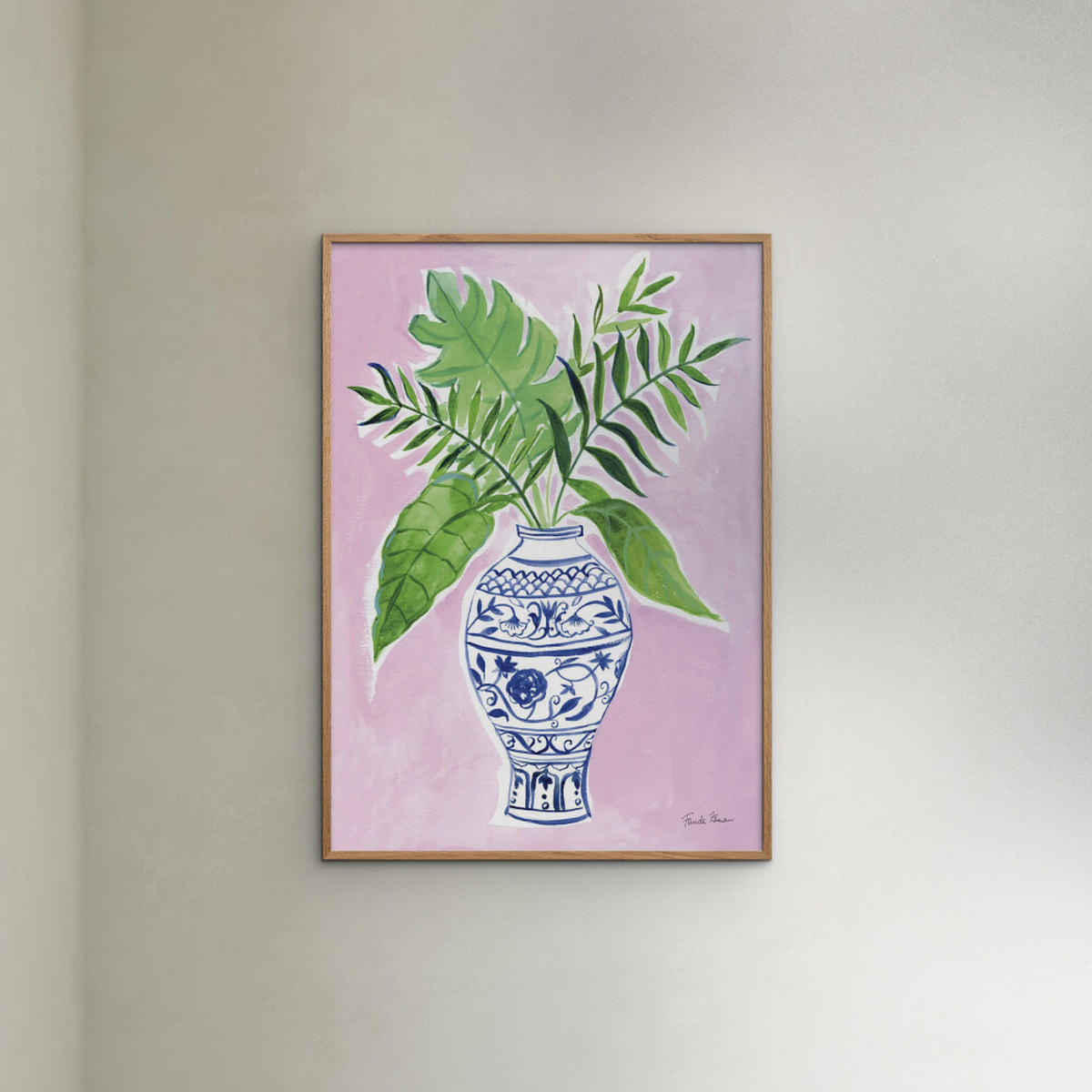 POSTER mit Rahmen Wild Apple - Elegant Chinoiserie I - Eichefarben/Grün, Holz/Papier (70/100cm) - Poster&Frame
