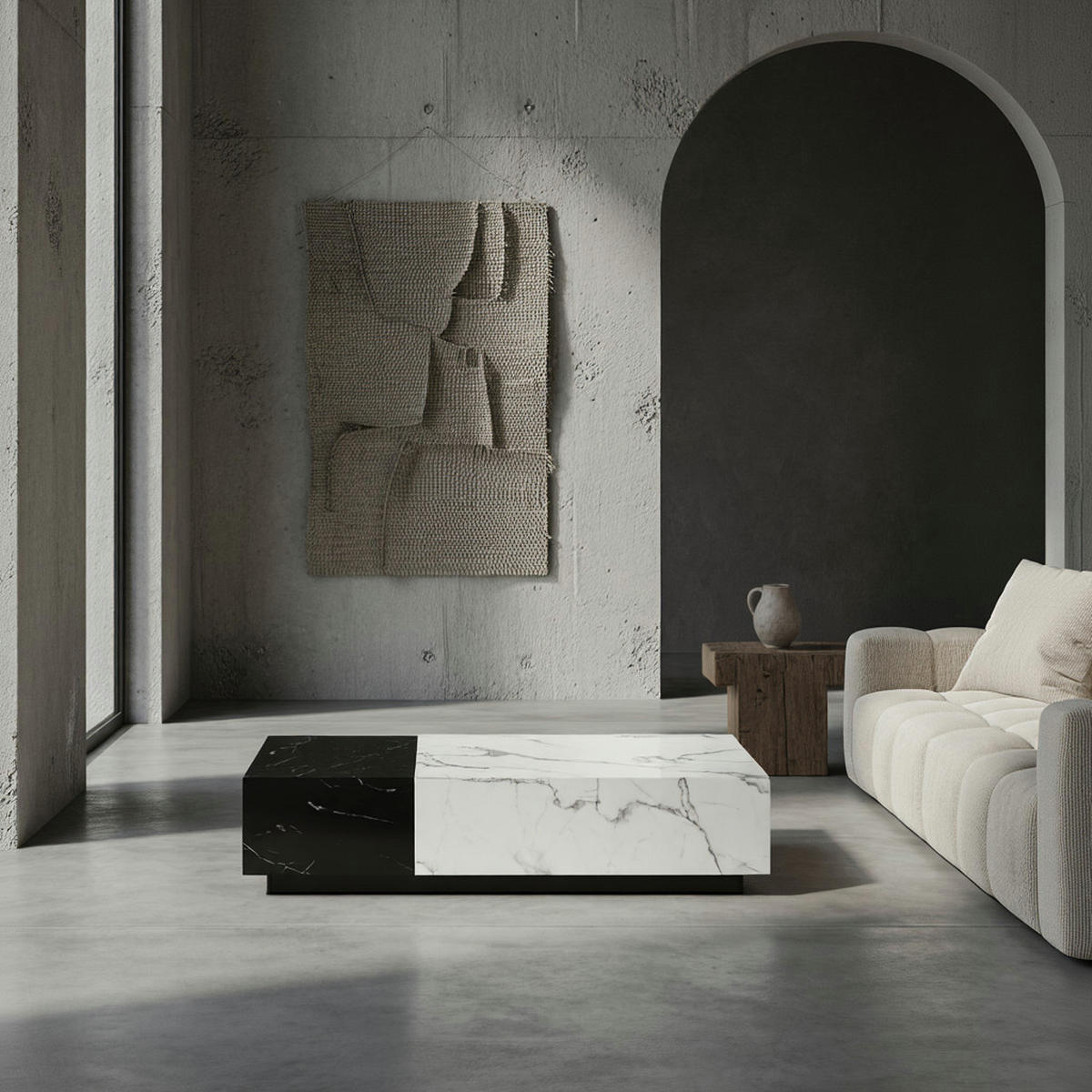 COUCHTISCH Weiß Schwarz Marmor-Optik 120x60x28 cm mit Schubladen und Stauraum - Schwarz/Weiß, Holzwerkstoff (60/120/28cm) - KADIMA DESIGN