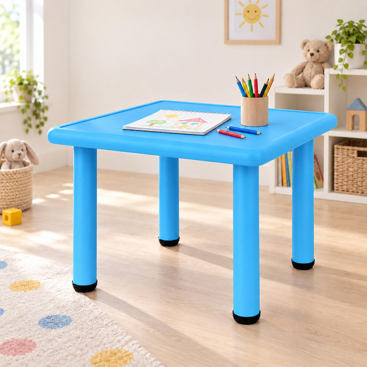 KINDERTISCH Blau 52x62 cm - Blau, Kunststoff/Metall (62/52/62cm) - Relaxdays